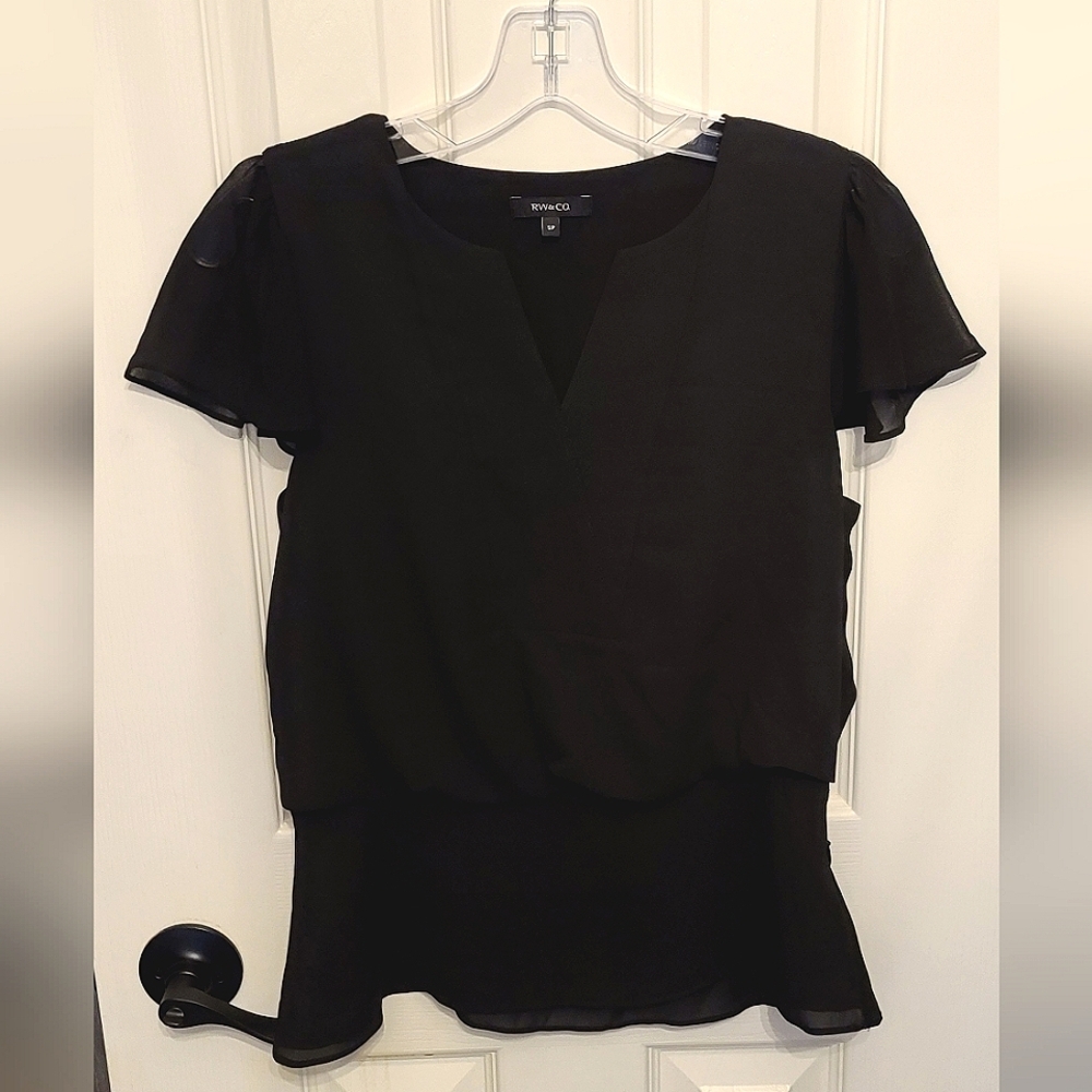 Shear Black Blouse- RW&CO - size S